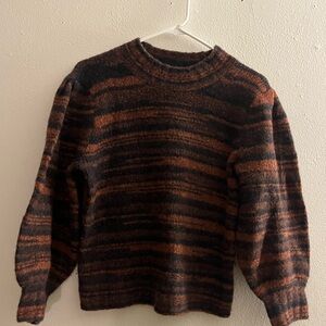 Veronica Beard Lumina Crewneck Orange and Brown Striped Sweater